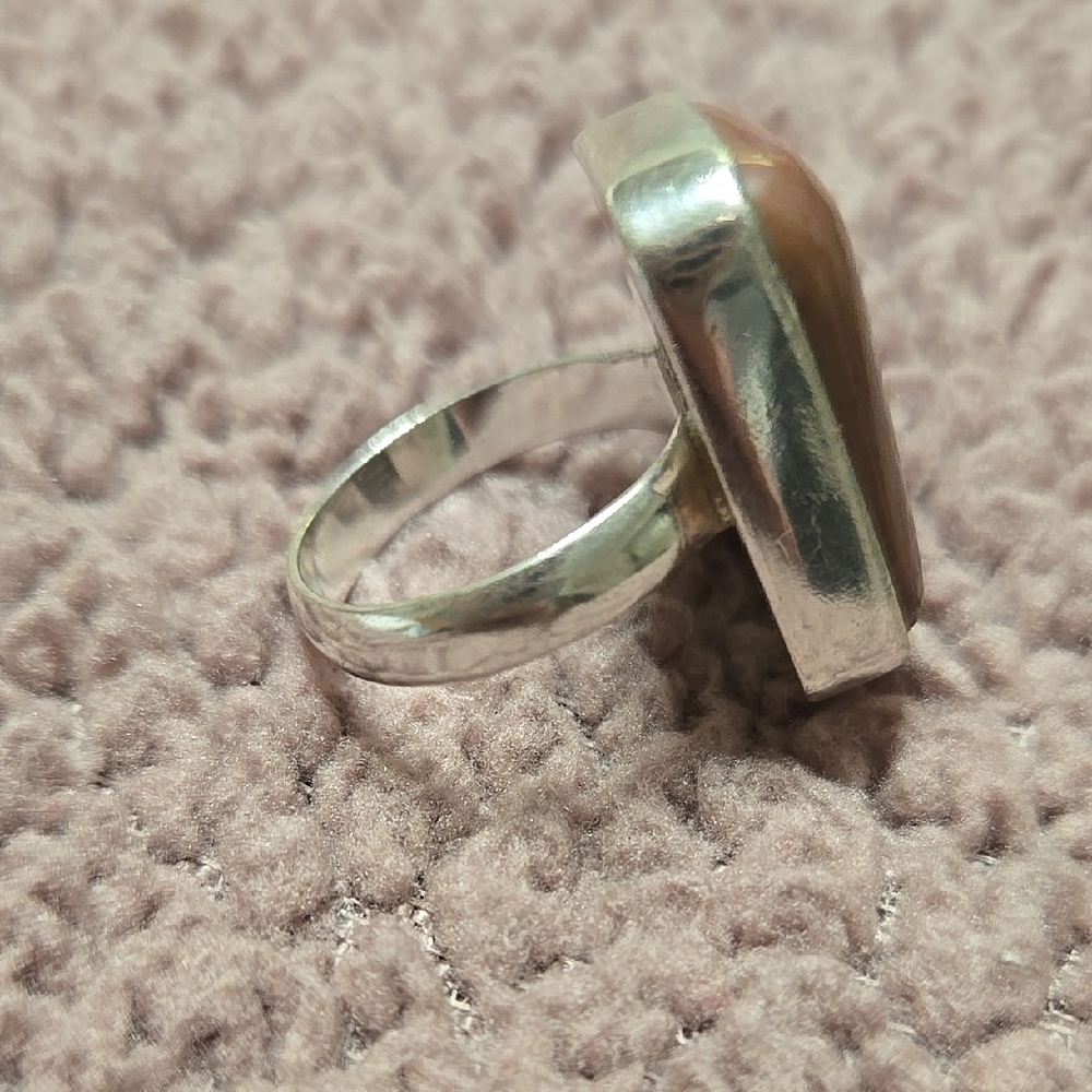 Brown Rectangular Stone Ring - image 4